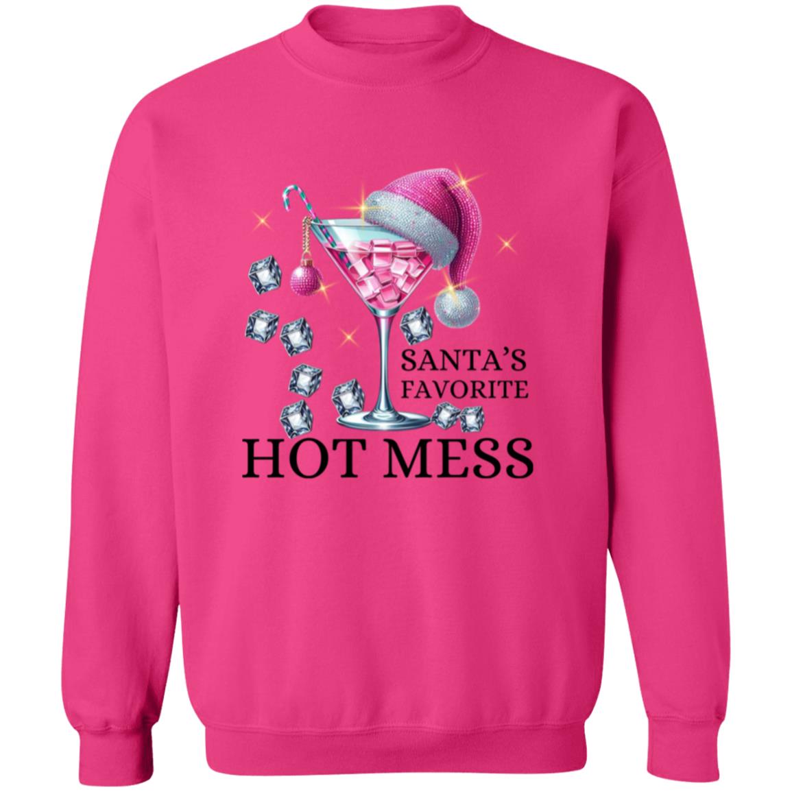 Pink Hot Mess Christmas Crewneck Pullover Sweatshirt