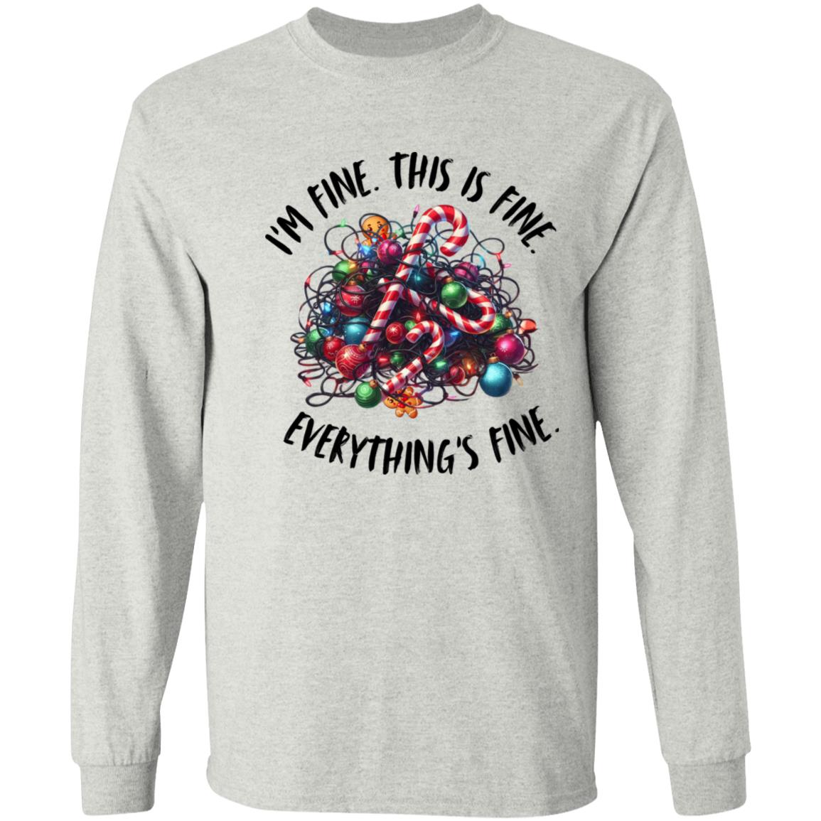 I'm Fine Christmas LS T-Shirt 5.3 oz.